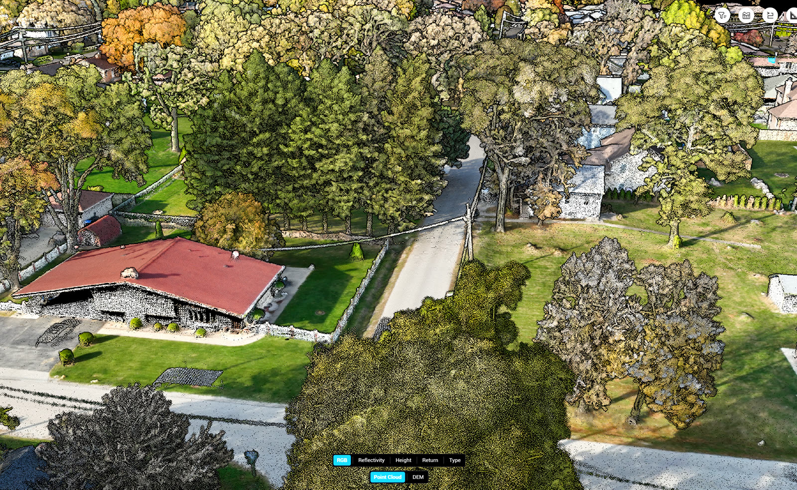 Aerial view of a residential neighborhood