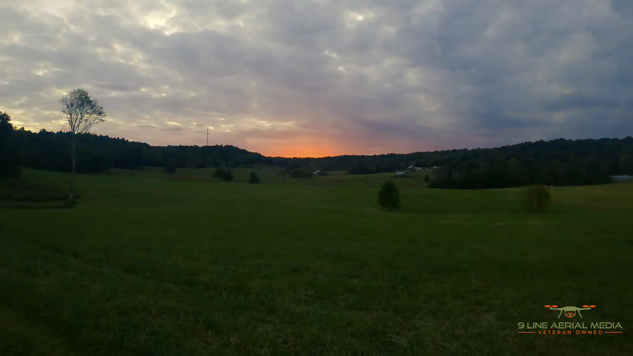 Open field at sunrise before a survey flight