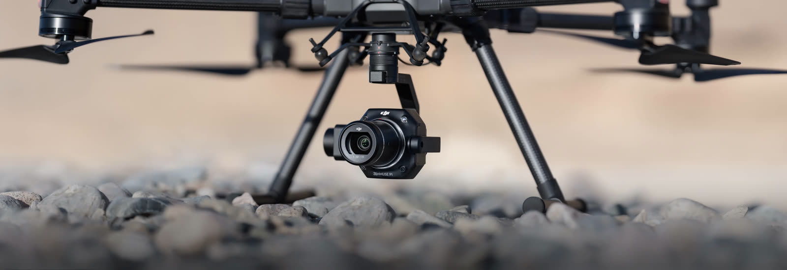 Close-up of a multirotor landing gear and gimbal payload