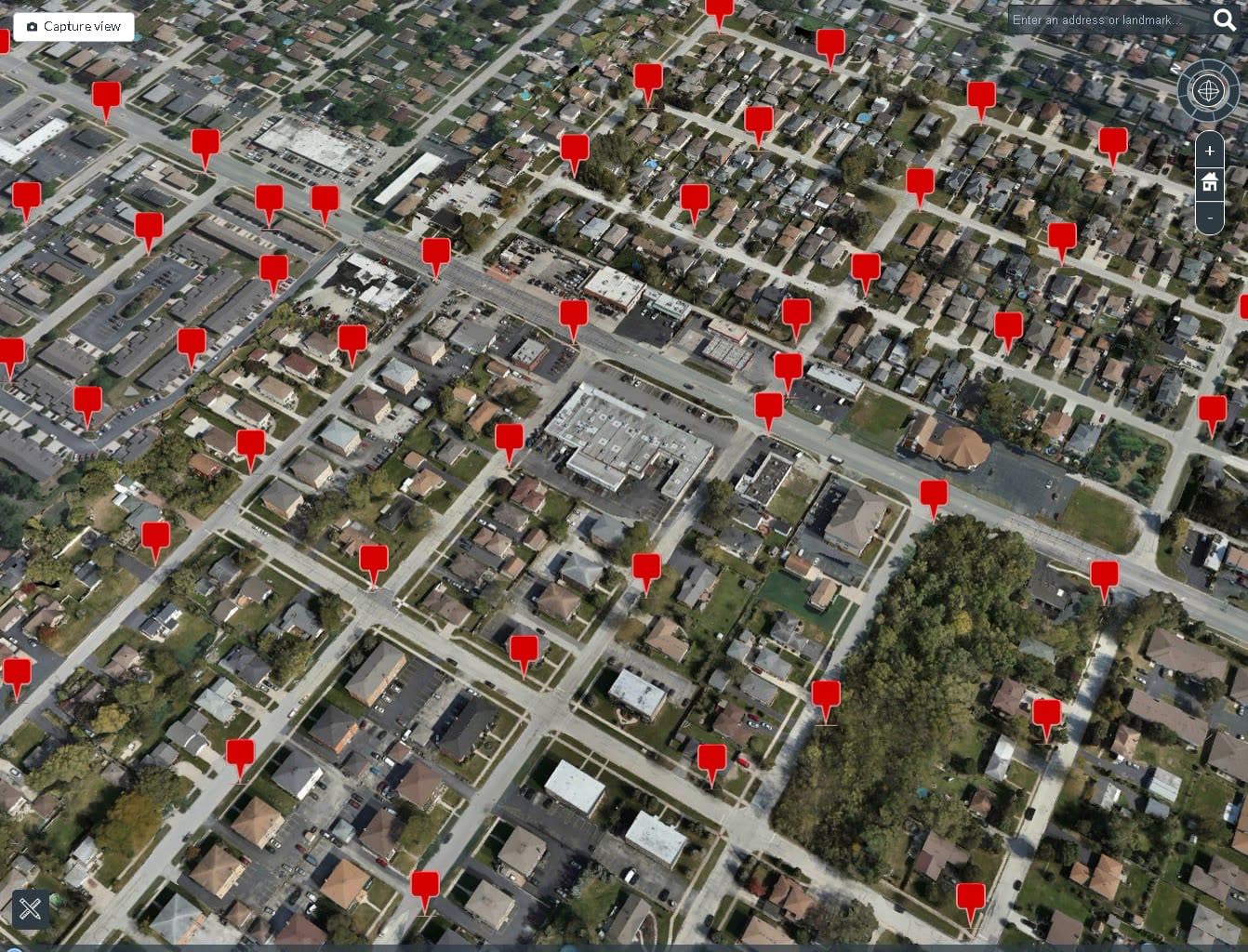 Extracted asset inventory plotted over aerial imagery