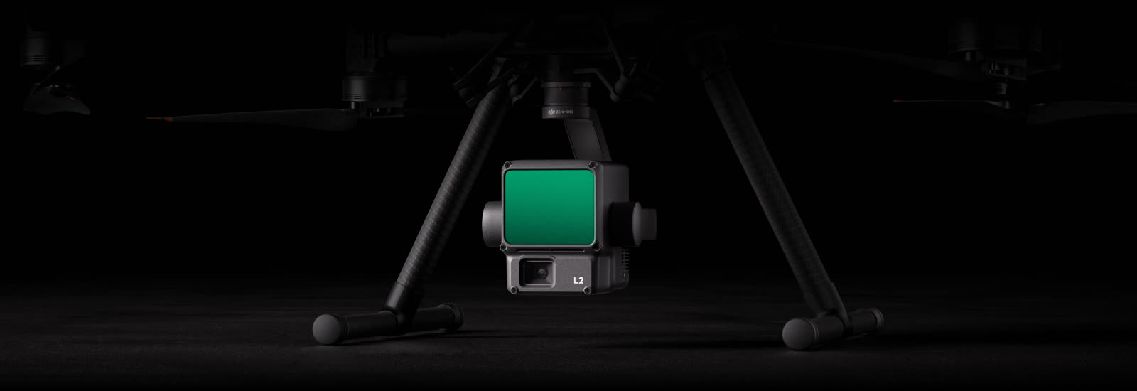 Sensor payload detail against a dark backdrop