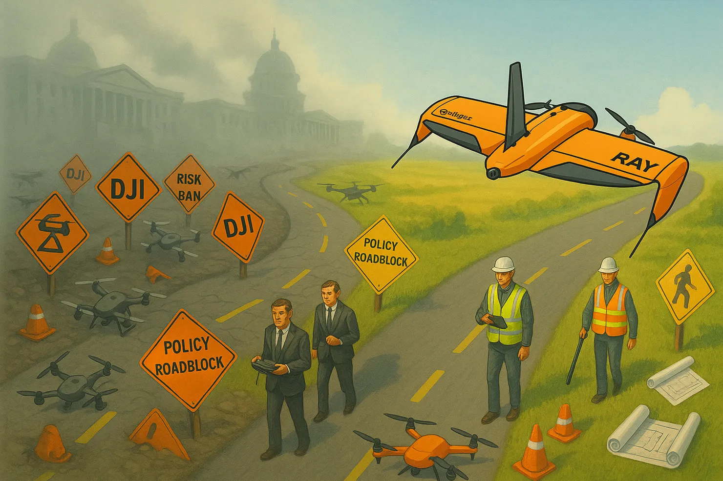 Policy timeline graphic on foreign UAS restrictions