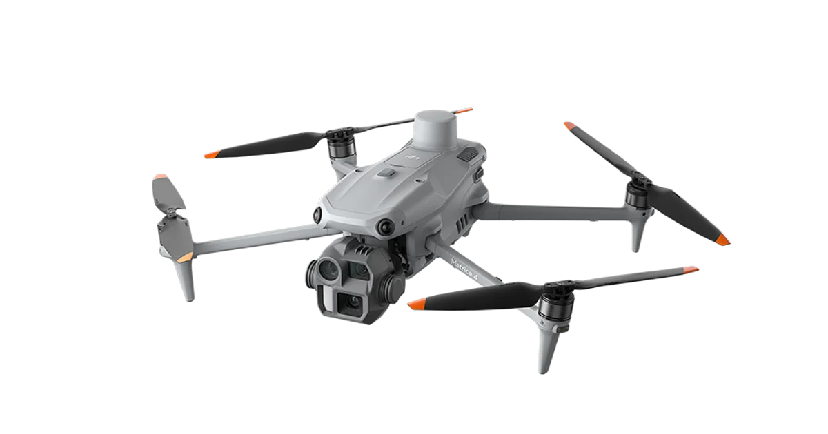 DJI Matrice 4E enterprise drone, side and top view